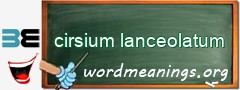 WordMeaning blackboard for cirsium lanceolatum